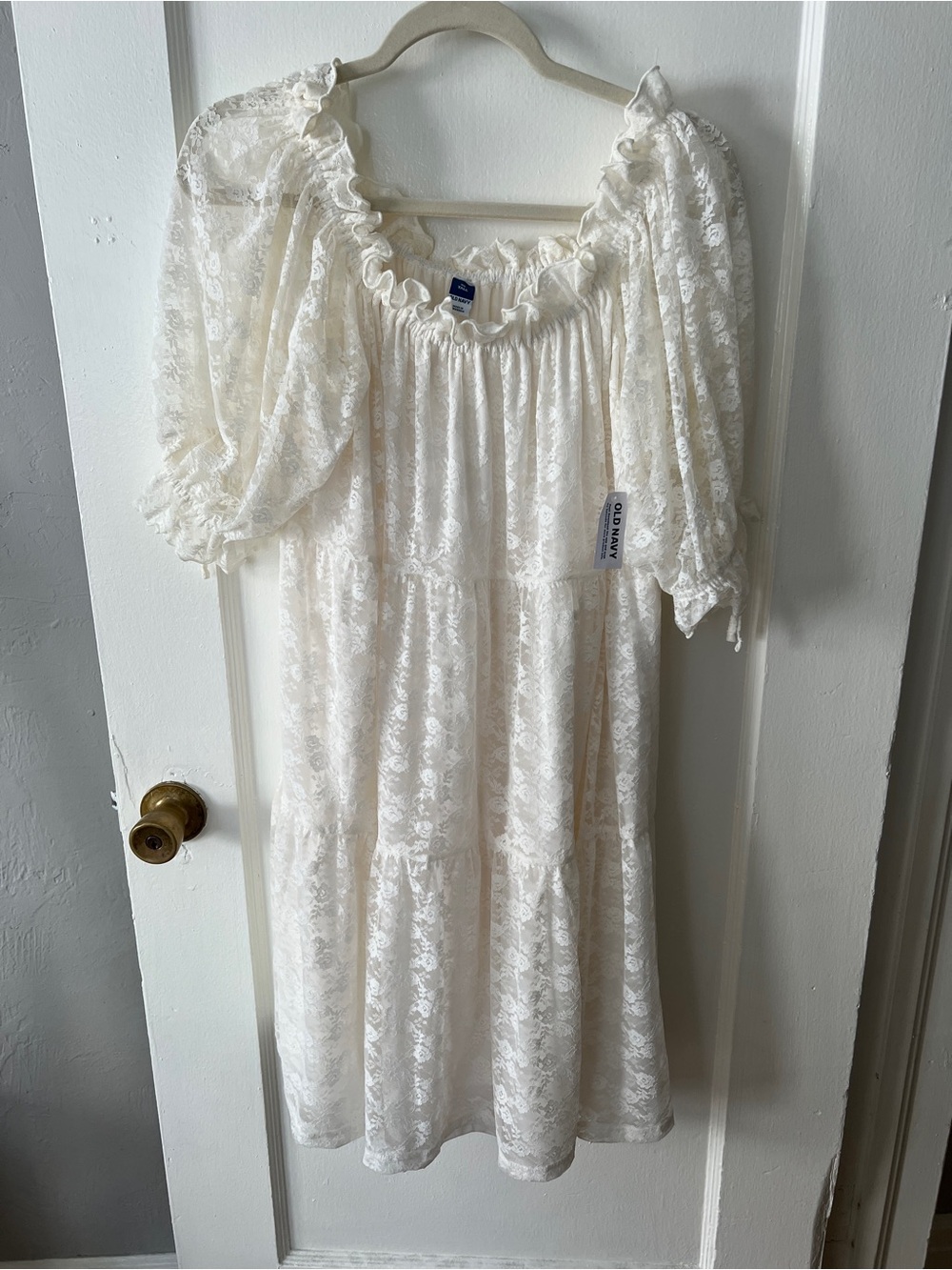 Old Navy Ivory Lace Puff-Sleeve Girls' Dress